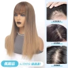 In-stock popular wigs, full-head hairstyles for women, long straight hair, simulated hair, air bangs, head coverings, popular medium-length hair details Picture